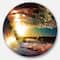 Designart - Colored Ocean Waves Falling Down III - Modern Seashore Round Circle Metal Wall Decor